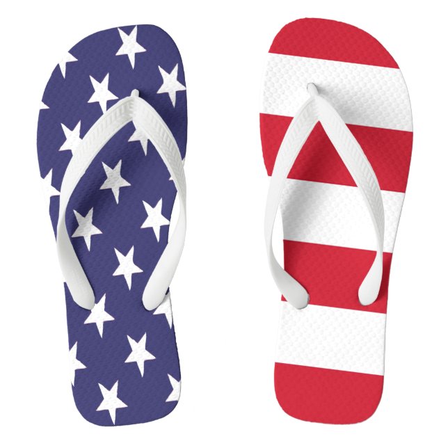 USA American Flag Stars And Stripes Flip Flops (Footbed)
