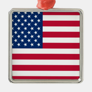 USA American Flag Stars and Stripes Metal Tree Decoration