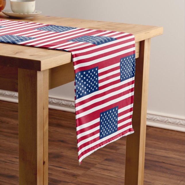 USA American Flag Stars and Stripes Short Table Runner (In Situ)