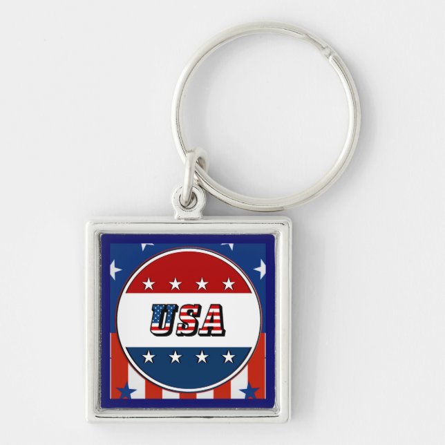 USA - American Flag Stars in Circle #2 Keychain (Front)