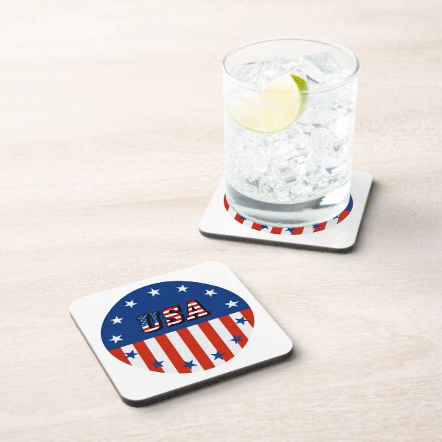 USA - American Flag Stars in Circle Drink Coaster (Right Side)