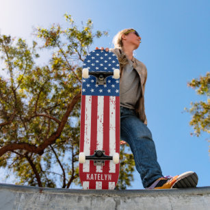 USA American Flag Stars Stripes Kids Personalised Skateboard