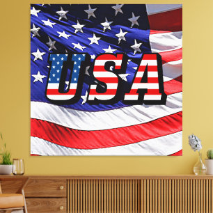 USA - American Flag Stretched Canvas Print