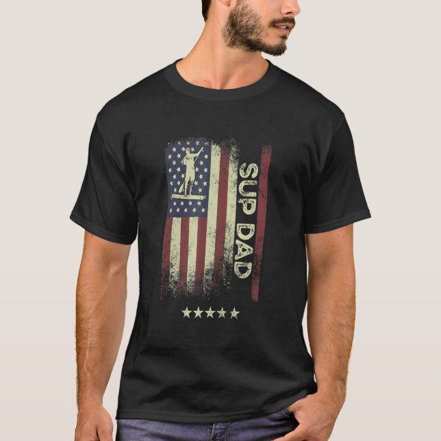 USA American Flag  SUP Dad 1 T-Shirt (Front)
