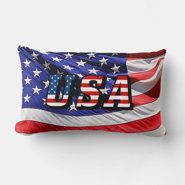 USA - American Flag Throw Pillow (Front)