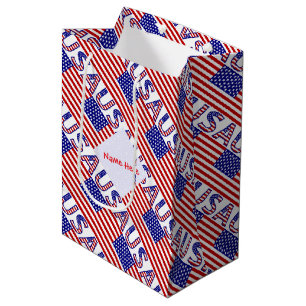 USA American Flag Tiled Personal Medium Gift Bag