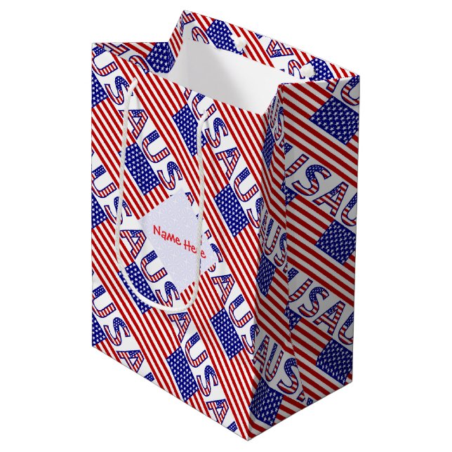 USA American Flag Tiled Personal Medium  Gift Bag (Front Angled)