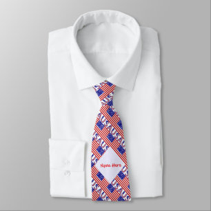 USA American Flag Tiled Red Personalised Tie