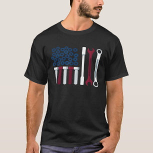 Usa American Flag Torque Wrench Style Mechanic Pat T-Shirt