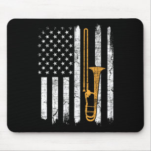 Usa American Flag Trombone - Trombonist Music Love Mouse Mat