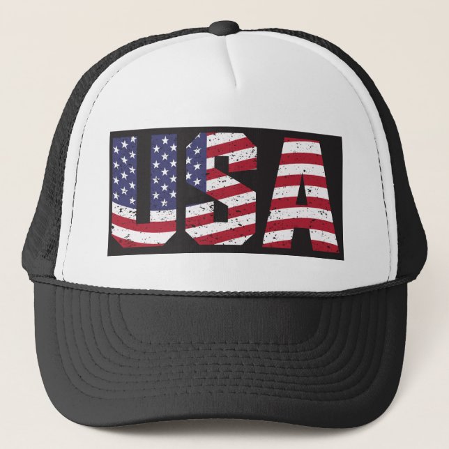 USA American Flag Trucker Hat (Front)