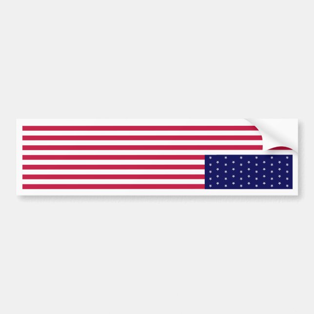 USA American Flag Upside Down SOS White Border Bumper Sticker (Front)