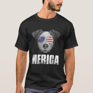 USA American Flag US Patriotic Merica Jack Russell T-Shirt