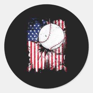 Usa american flag vintage baseball sports 4th of classic round sticker