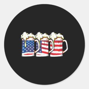 Usa American Flag Vintage Beer Brewery 4th Of July Classic Round Sticker