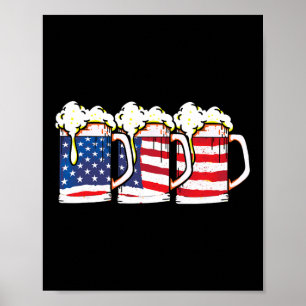 Usa American Flag Vintage Beer Brewery 4th Of July Poster