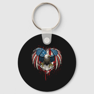 Usa American Flag Vintage Eagle 4th Of July Indepe Key Ring