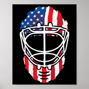 Usa American Flag Vintage Hockey Goalie Mask 4th O Poster