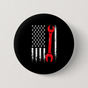 Usa american flag vintage mechanic wrench 4th of 6 cm round badge