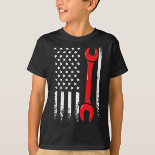 Usa American Flag Vintage Mechanic Wrench 4th Of J T-Shirt