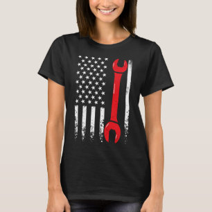 Usa American Flag Vintage Mechanic Wrench 4th Of J T-Shirt