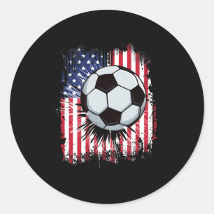 Usa American Flag Vintage Soccer 4th Of July Patri Classic Round Sticker