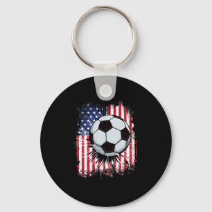 Usa American Flag Vintage Soccer 4th Of July Patri Key Ring