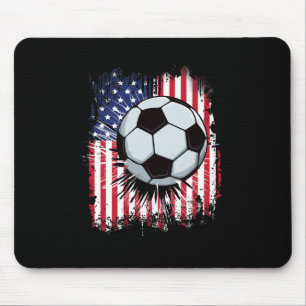 Usa American Flag Vintage Soccer 4th Of July Patri Mouse Mat