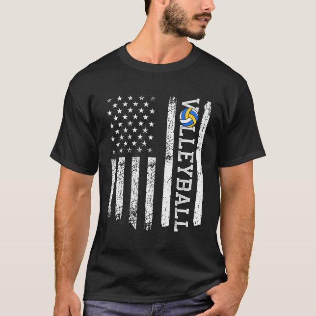 Usa American Flag Volleyball T-Shirt (Front)