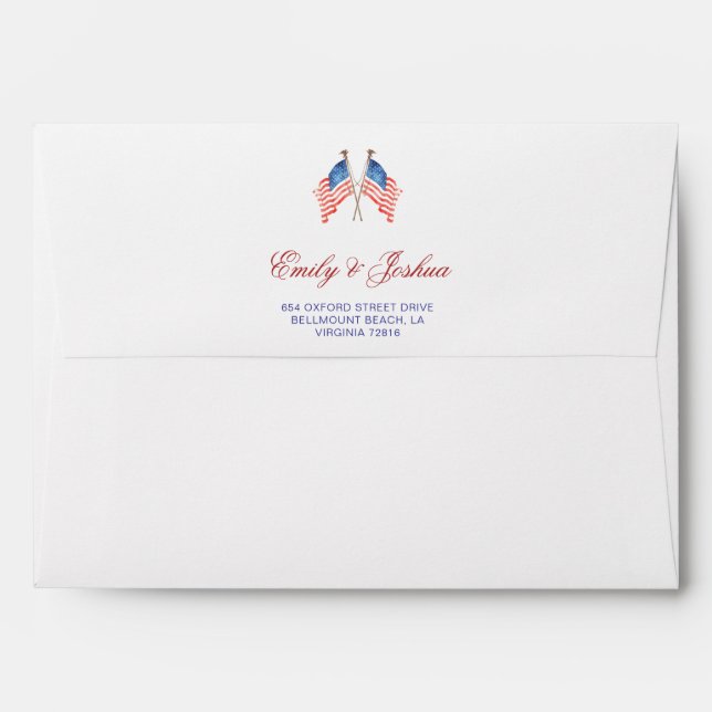 USA American Flag Wedding Envelope (Back (Top Flap))
