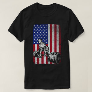 USA American Flag weightlifting Powerlifting T-Shirt