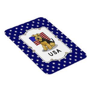 USA American Flag Welsh Terrier Dog Cute Patriotic Magnet