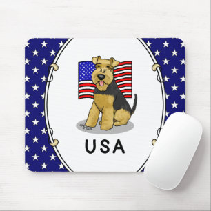 USA American Flag Welsh Terrier Dog Cute Patriotic Mouse Mat