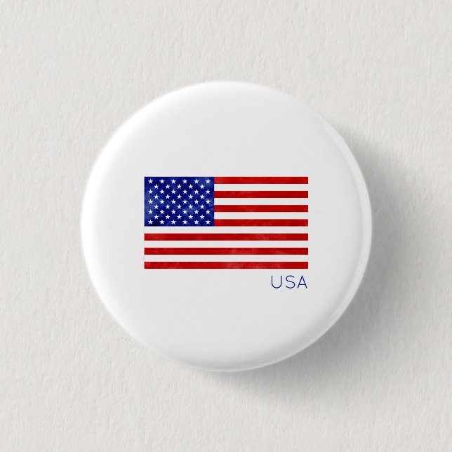USA American Flag White Patriotic Button (Front)