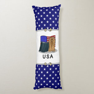 USA American Flag Yorkshire Terrier (Yorkie) Dog Body Cushion