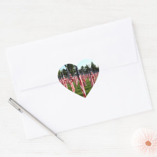 USA American Flags Memorial Heart Sticker