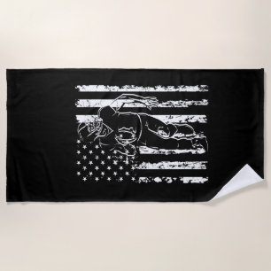 USA American Football Flag America Sport Fan Beach Towel