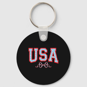 Usa American Girl Patriotic July 4th Women Boys Key Ring