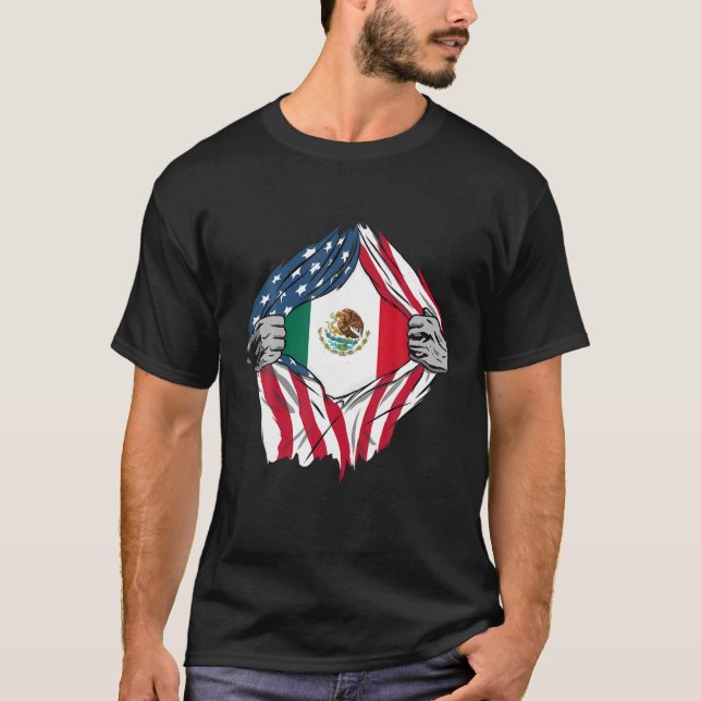 USA American Grown Mexican Roots T Shirt (Front)