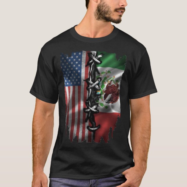 USA American Mexican Flag T-Shirt (Front)