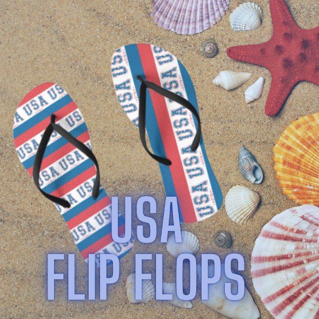 USA American Patriot Red White Blue Stars Stripes Flip Flops (Creator Uploaded)