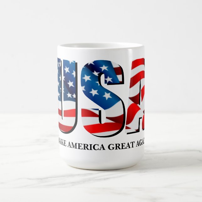 USA American patriotic red white blue flag Coffee Mug (Center)