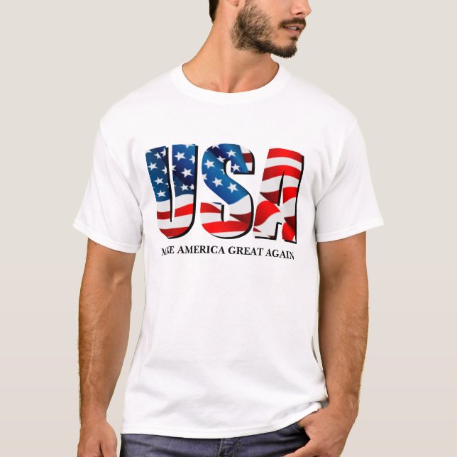 USA American patriotic red white blue flag T-Shirt (Front)