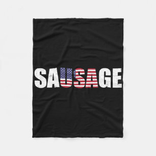 Usa American Sausage Funny Fleece Blanket
