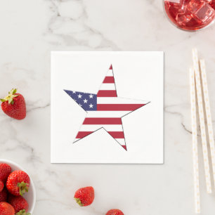 USA American Star with Stars and Stripes Patriotic Napkin