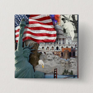 USA  American Symbols 15 Cm Square Badge