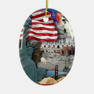 USA  American Symbols Ceramic Tree Decoration