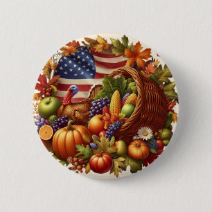 USA/American/Thanksgiving turkey wreath 6 Cm Round Badge