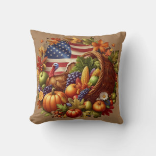 USA/American/Thanksgiving turkey wreath Cushion