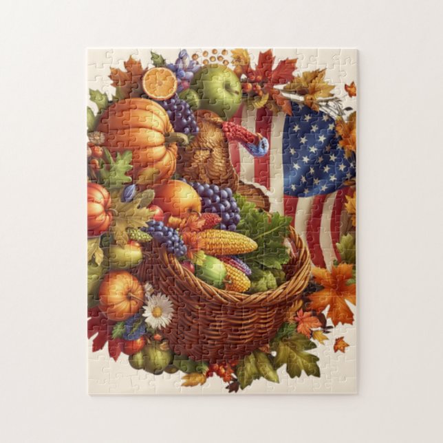 USA/American/Thanksgiving turkey wreath Jigsaw Puzzle (Vertical)